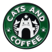 Cats and Coffee Pin Badge For Cat Lovers